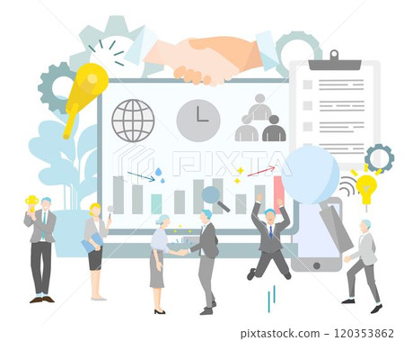 Business people - working in a team - stylish illustration vector material 120353862