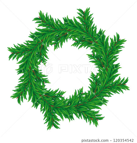 Christmas Pine Branch Wreath Vector Illustration, Isolate on White Background Christmas Pine Branch Wreath Vector Illustration, Isolate on White Background 120354542