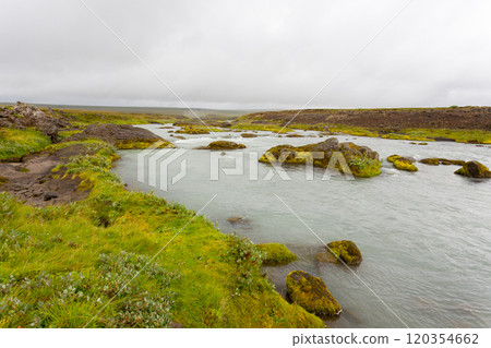 Godafoss falls in summer season view, Iceland 120354662