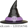 3d Classic black witch hat with skull for halloween costume 120354746