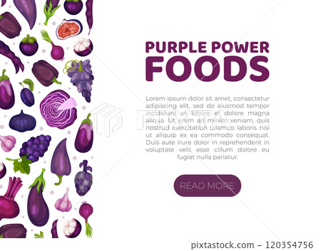 Purple Veggie and Fruit Banner Design Vector Template Purple Veggie and Fruit Banner Design Vector Template 120354756