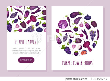 Purple Veggie and Fruit Banner Design Vector Template Purple Veggie and Fruit Banner Design Vector Template 120354757