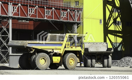 Different types of construction equipment used at industrial sites for development projects. Stock Clip 120355061