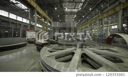 An Industrial Manufacturing Facility featuring an extensive array of large machinery and equipment. Stock Clip 120355081