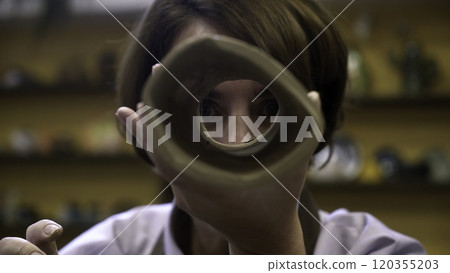 Artisan Crafting Pottery Offering a Unique and Captivating Perspective on the Medium. Stock Clip 120355203