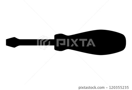 screwdriver silhouette shape, black and white vector illustration of hand tool 120355235