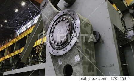 Detailed close-up view of an industrial machinery component and its mechanism in action. Stock Clip 120355364