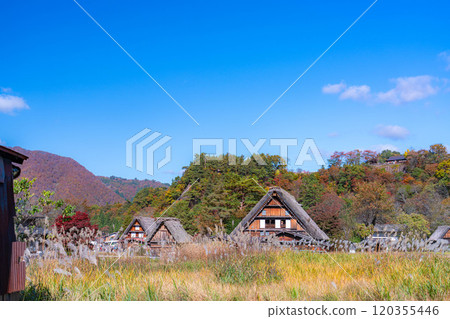 [World Heritage Site] Shirakawa-go in full autumn color [Gifu Prefecture] 120355446