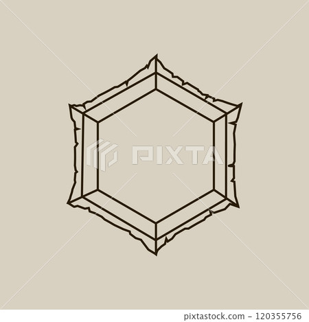 Black hexagon with sacred symbols and mystical lines. Black hexagon with sacred symbols and mystical lines. 120355756