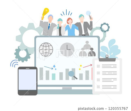 Business people - working in a team - stylish illustration vector material 120355767