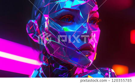 Modern Female Lowpoly Sculpture Art 120355785