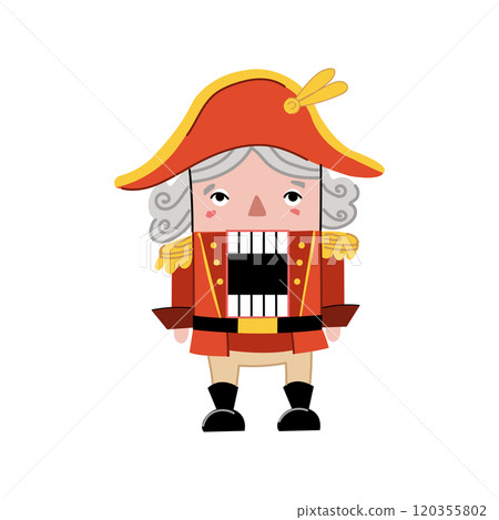 An illustration of a cute retro style nutcracker. Christmas toy soldier figurine. 120355802