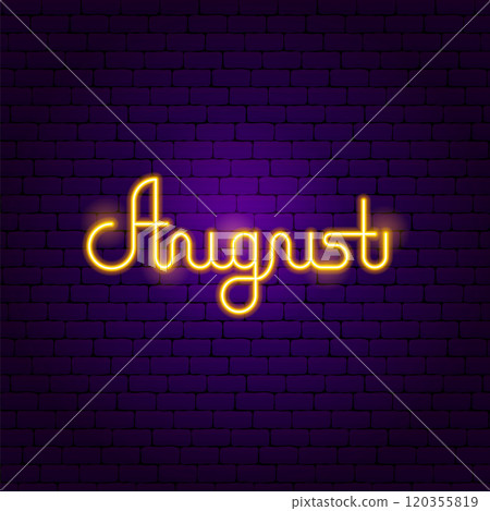 August Summer Neon Month Lettering 120355819