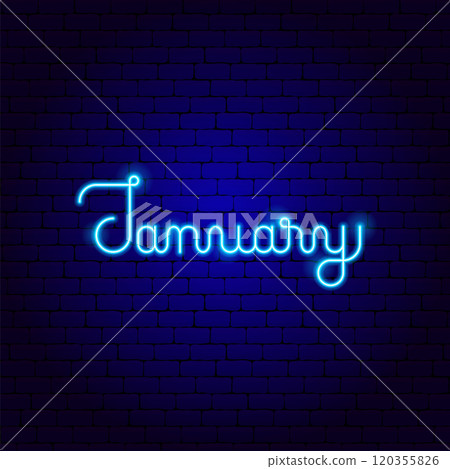 January Winter Neon Month Lettering January Winter Neon Month Lettering 120355826