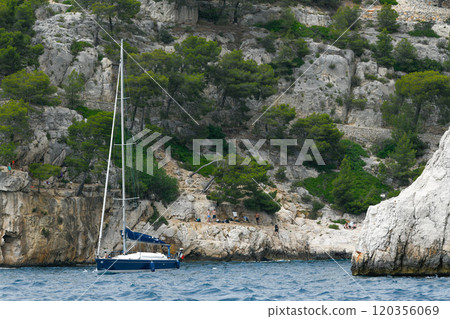 Marseille, France - June 9, 2024 : Calanque of Marseille on the Coast of Provence, between Cassis 120356069