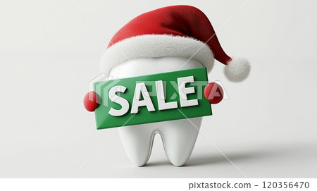 Christmas Sale Concept with Tooth and Santa Hat Christmas Sale Concept with Tooth and Santa Hat 120356470