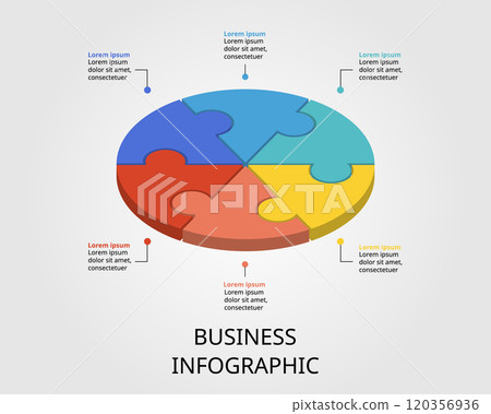 Jigsaw template with number for infographic for presentation for 6 element Jigsaw template with number for infographic for presentation for 6 element 120356936