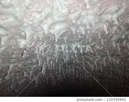Intricate Textures of Fused Material Inside Furnace With Dripping Formations Illuminated Dim Light Intricate Textures of Fused Material Inside Furnace With Dripping Formations Illuminated Dim Light 120356942