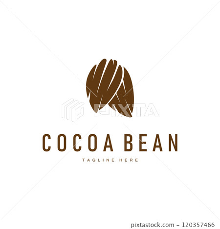 Chocolate Bean Logo, chocolate plant design with simple seed leaf and stem concept, for business branding 120357466
