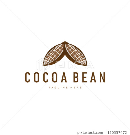 Chocolate Bean Logo, chocolate plant design with simple seed leaf and stem concept, for business branding Chocolate Bean Logo, chocolate plant design with simple seed leaf and stem concept, for business branding 120357472