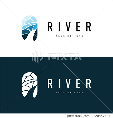 River Logo Vector River Bank Mountain Design Agriculture Symbol Illustration 120357487