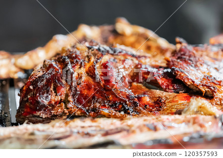 Grilled Meat with Juicy Caramelized Texture 120357593