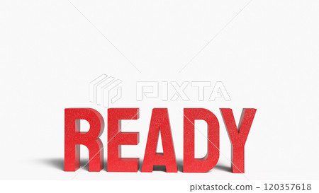 The ready red text on white background 3d rendering. The ready red text on white background 3d rendering. 120357618