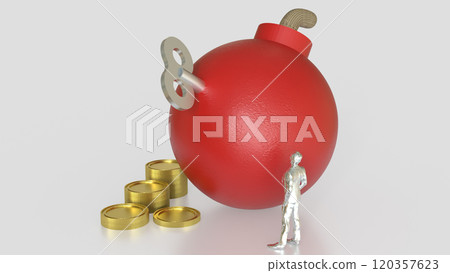 The Red Bomb  wind up and coins for Business concept  3d rendering. 120357623