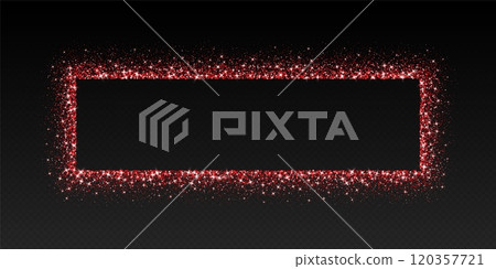 Red glitter frame, shimmering border in rectangular shape, festive holiday sparkles. Christmas decoration. Red glitter frame, shimmering border in rectangular shape, festive holiday sparkles. Christmas decoration. 120357721