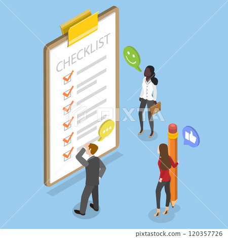 3D Isometric Flat Vector Illustration of Todo List, Project Task Completion Checklist 120357726