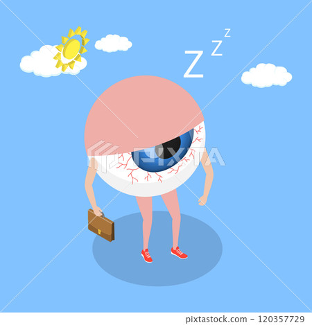 3D Isometric Flat Vector Illustration of Sleep Disorder, Struggling With Fatigue And Insomnia, Red Eyes 3D Isometric Flat Vector Illustration of Sleep Disorder, Struggling With Fatigue And Insomnia, Red Eyes 120357729