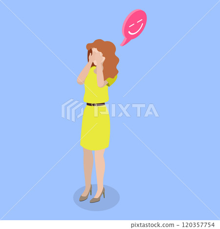 3D Isometric Flat Vector Illustration of Human Emotions, Embarassment, Frustration 3D Isometric Flat Vector Illustration of Human Emotions, Embarassment, Frustration 120357754