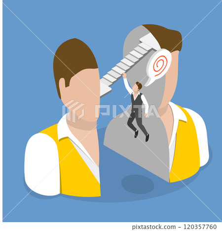 3D Isometric Flat Vector Illustration of Discovering Life Meaning, Finding Purpose 3D Isometric Flat Vector Illustration of Discovering Life Meaning, Finding Purpose 120357760