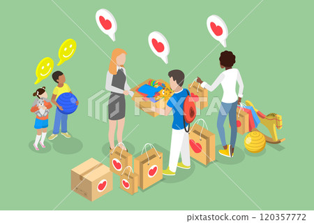 3D Isometric Flat Vector Illustration of Donating To Orphanage, Charity and Social Support 3D Isometric Flat Vector Illustration of Donating To Orphanage, Charity and Social Support 120357772