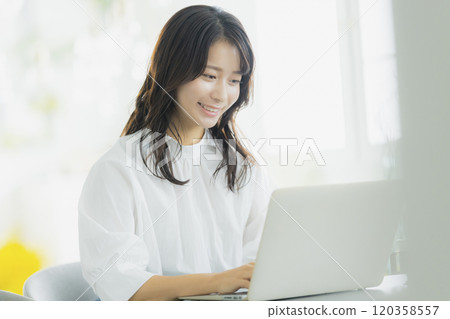 Young woman, business woman, at home, office casual 120358557