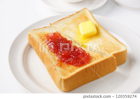 Toast with jam and butter Toast with jam and butter 120359274