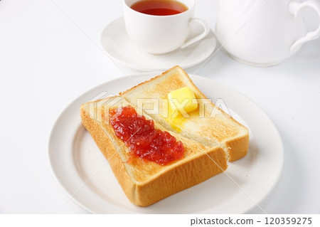 Toast with jam and butter 120359275