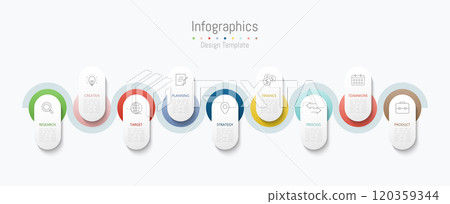 Infographic 9 options design elements for your business data. Vector Illustration. 120359344