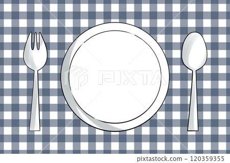 Hand-drawn table setting - navy blue placemat_02 Hand-drawn table setting - navy blue placemat_02 120359355