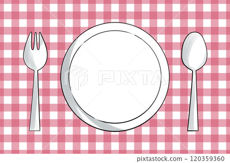 Hand-drawn table setting - Relaxing red placemat_02 120359360
