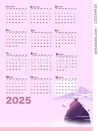 2025 年曆、黎明時的大海和富士山 2025 年曆、黎明時的大海和富士山 120359410