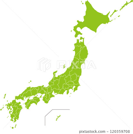 日本地圖,有都道府縣邊界(可分割,47個都道府縣) 日本地圖,有都道府縣邊界(可分割,47個都道府縣) 120359708