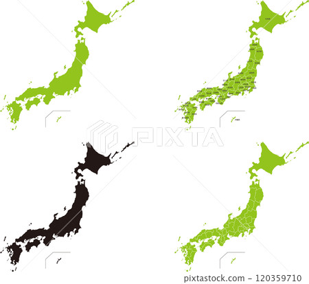 日本地圖集,有或沒有都道府縣邊界(可分割,47 個都道府縣) 日本地圖集,有或沒有都道府縣邊界(可分割,47 個都道府縣) 120359710