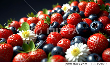 Strawberry fruit with close up horizontal view  120359853