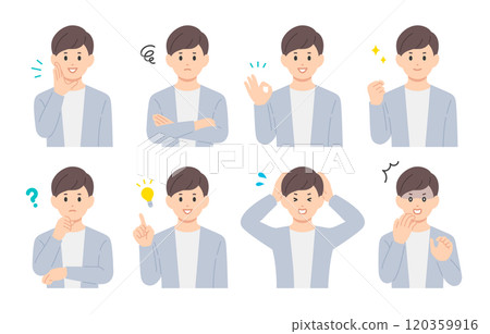 一群有著各種表情和姿勢的年輕人【人物向量圖素材】 一群有著各種表情和姿勢的年輕人【人物向量圖素材】 120359916