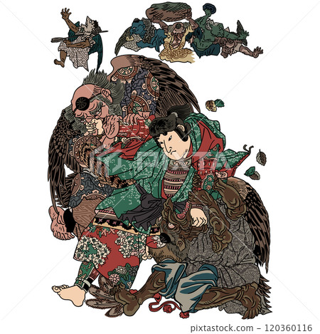 勝川俊將 - 源義中 與四大天王一起消滅木曾奧山的天狗 - 駒若丸 源義中 勝川俊將 - 源義中 與四大天王一起消滅木曾奧山的天狗 - 駒若丸 源義中 120360116