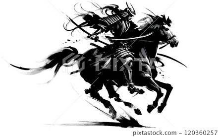 Cool samurai ink painting (transparent background) 120360257