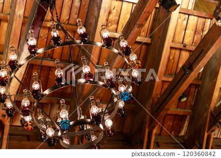 Nostalgic lamp-lit cafe Nostalgic lamp-lit cafe 120360842