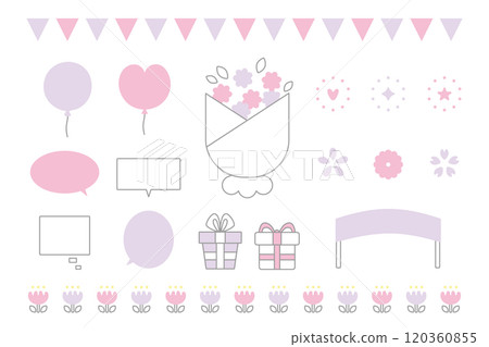 Simple and cute illustration material set Simple and cute illustration material set 120360855