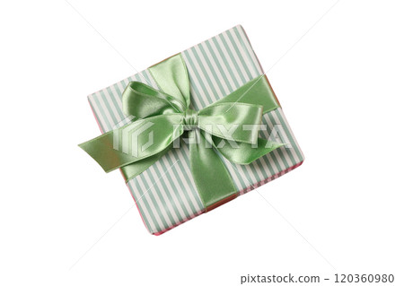 PNG, Gift box, box with volumetric bow, isolated on white background. PNG, Gift box, box with volumetric bow, isolated on white background. 120360980